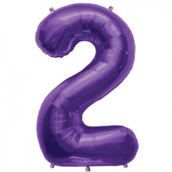 Globo numero 2 color purpura morado 86 cm helio