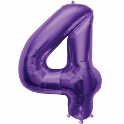 Globo numero 4 color purpura morado 86 cm helio