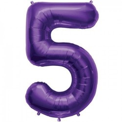 Globo numero 5 color purpura morado 86 cm helio