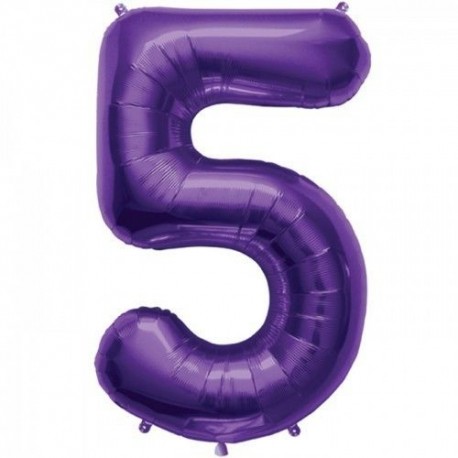 Globo numero 5 color purpura morado 86 cm helio