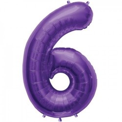 Globo numero 6 color purpura morado 86 cm helio