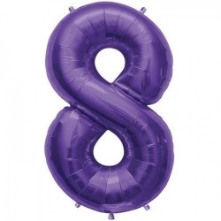Globo numero 8 color purpura morado 86 cm helio