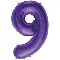 Globo numero 9 color purpura morado 86 cm helio