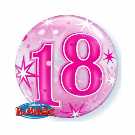 Globo 18 cumpleanos burbuja rosa 22 50 cm