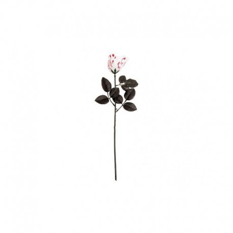 Rosa blanca ensangrentada con rama negra 49 cm