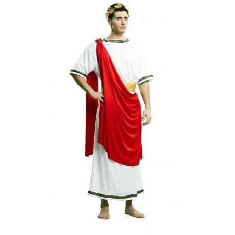 Disfraz cesar blanco capa roja romano talla ML