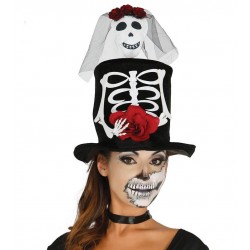 Chistera con esqueleto mujer halloween