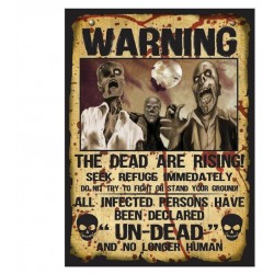 Letreros zombies warning de 38 x28 cm 2 unidades