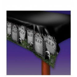 Mantel halloween cementerio lapidas 274x137 cm