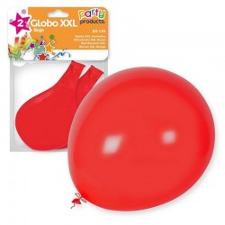 Globo rojo xxl 50 cm diametro latex 2 unidades