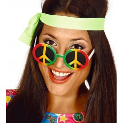 Gafas hippie simbolo paz multicolor años 60