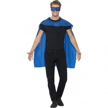 Capa y antifaz azul superheroe