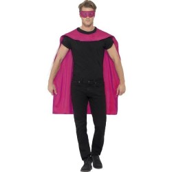 Capa rosa superheroe con antifaz rosa