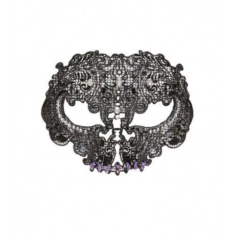 Mascara calavera encaje negro decorada gemas