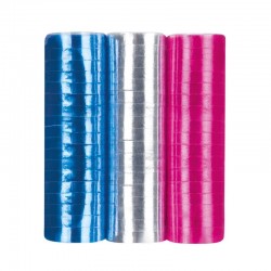 Serpentina en rollo 3 unidades rosa azul y plata
