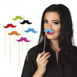 Set bigotes con palo de colores fotocall 6 und