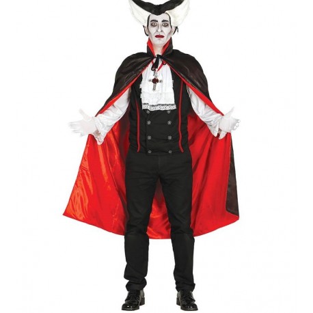 Capa negra vampiro dracula con forro rojo 115 cm
