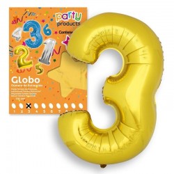 Globo numero 3 color oro 124x86 cm