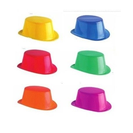 Pack 12 sombreros chistera plastico baratos