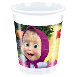 Vasos masha y el oso plastico 8 uds cumpleaños