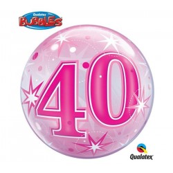 Globo 40 cumpleanos burbuja rosa 22 50 cm