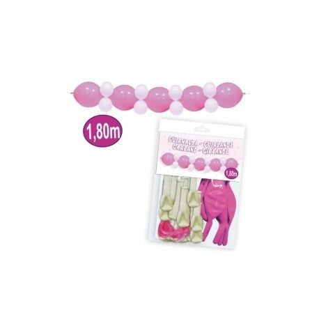 Guirnalda de globos en rosa y blanco 180 cm