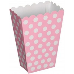 Cajitas de carton rosa lunares blancos 8uds