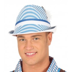 Sombrero octoberfest tiroles azul y blanco