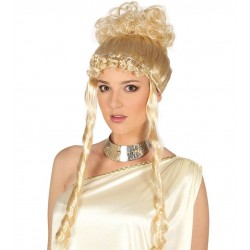 Peluca rubia diosa griega o romana con tirabuzones