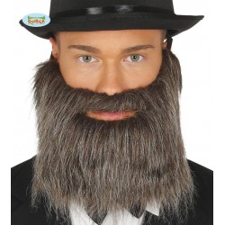 Barba y bigote gris con goma elestica caballero siglo xix