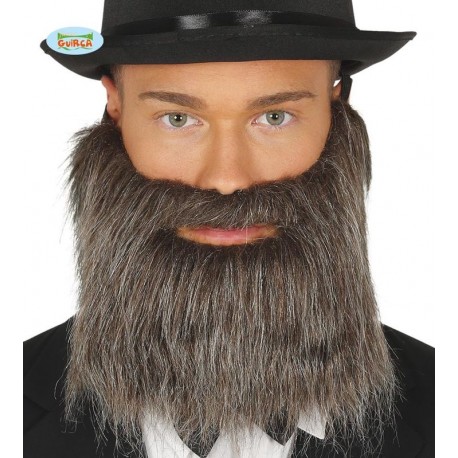 Barba y bigote gris con goma elestica caballero siglo xix