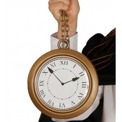 Reloj bolsillo con cadena gigante 20 cm conejo blanco alicia