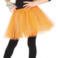 Tutu infantil naranja con brillantina para nina 31 cm