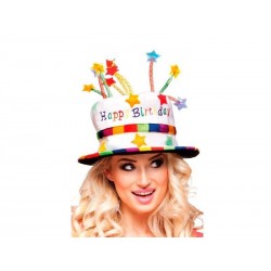 Sombrero de cumpleanos tarta velas happy birthday colores