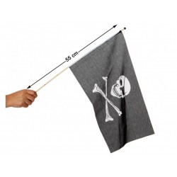 Bandera pirata calavera de 55 cm con palo barata
