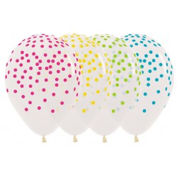 Globos transparente con confeti de colores 12 uds 30 cm