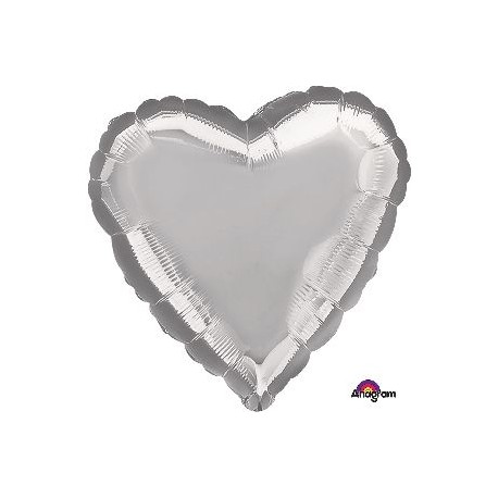 Globo corazon plata barato para helio de 45 cm 18