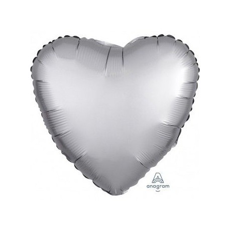 Globo corazon satin plata barato para helio de 45 cm 18