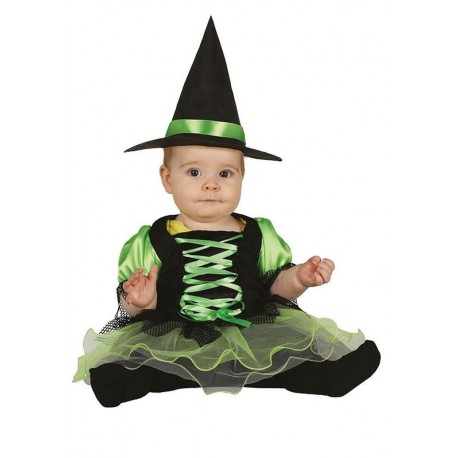 Disfraz de brujita verde con tutu para bebe talla 0 6 meses