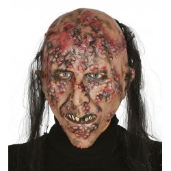 Careta zombie infectado latex con pelo halloween
