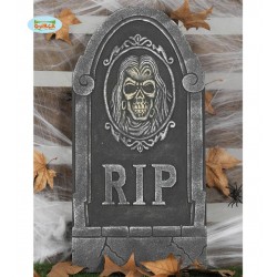 Lapida para decoracion de halloween con calavera 33x65 cms