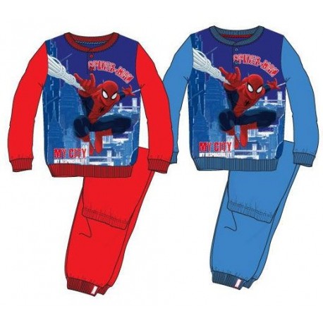 Pijama spiderman largo invierno talla 2 3 anos azul