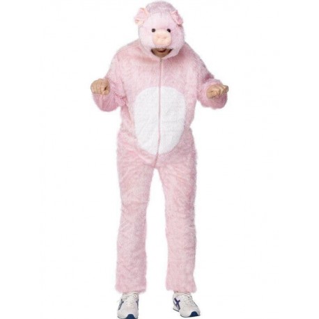 Disfraz cerdo rosa con capucha talla l hombre