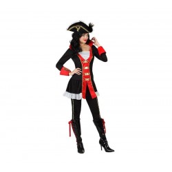 Disfraz capitana pirata negro y rojo talla xs s mujer