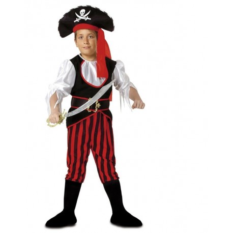 Disfraz pirata peligroso infantil negro rojo rayas talla 5 6 anos