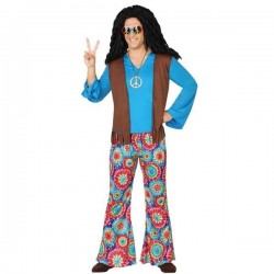 Disfraz hippie azul tallas estandar ml adulto hippye anos 60