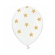 Globos blancos con estrellas oro 6 unidades 30 cm