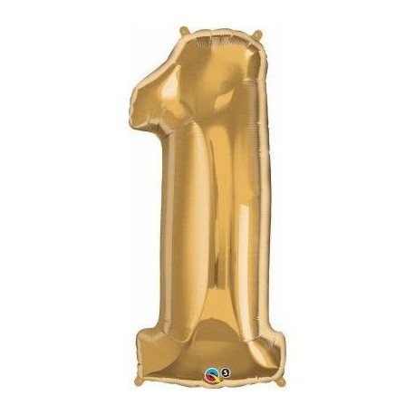 Globo numero 1 oro de foil para helio o aire 86 x 33 cm