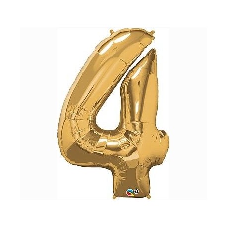 Globo numero 4 oro de foil para helio o aire 86 x 66 cm