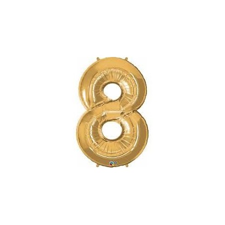 Globo numero 8 oro de foil para helio o aire 86 x 55 cm